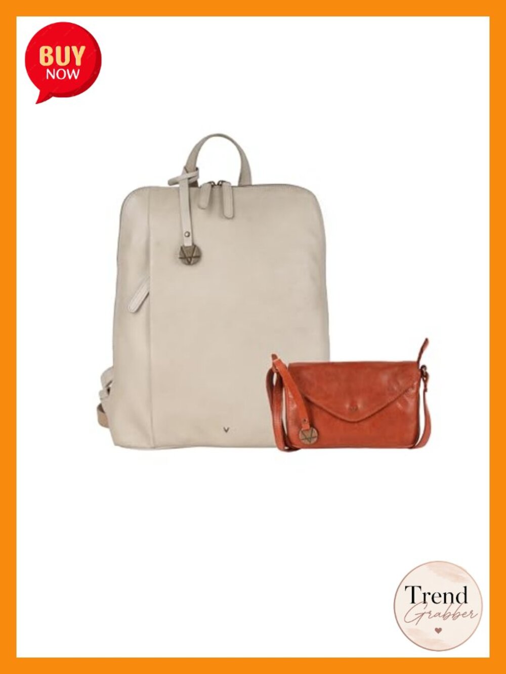 Genuine Italian Leather Backpack & Crossbody Set Adjustable Straps
